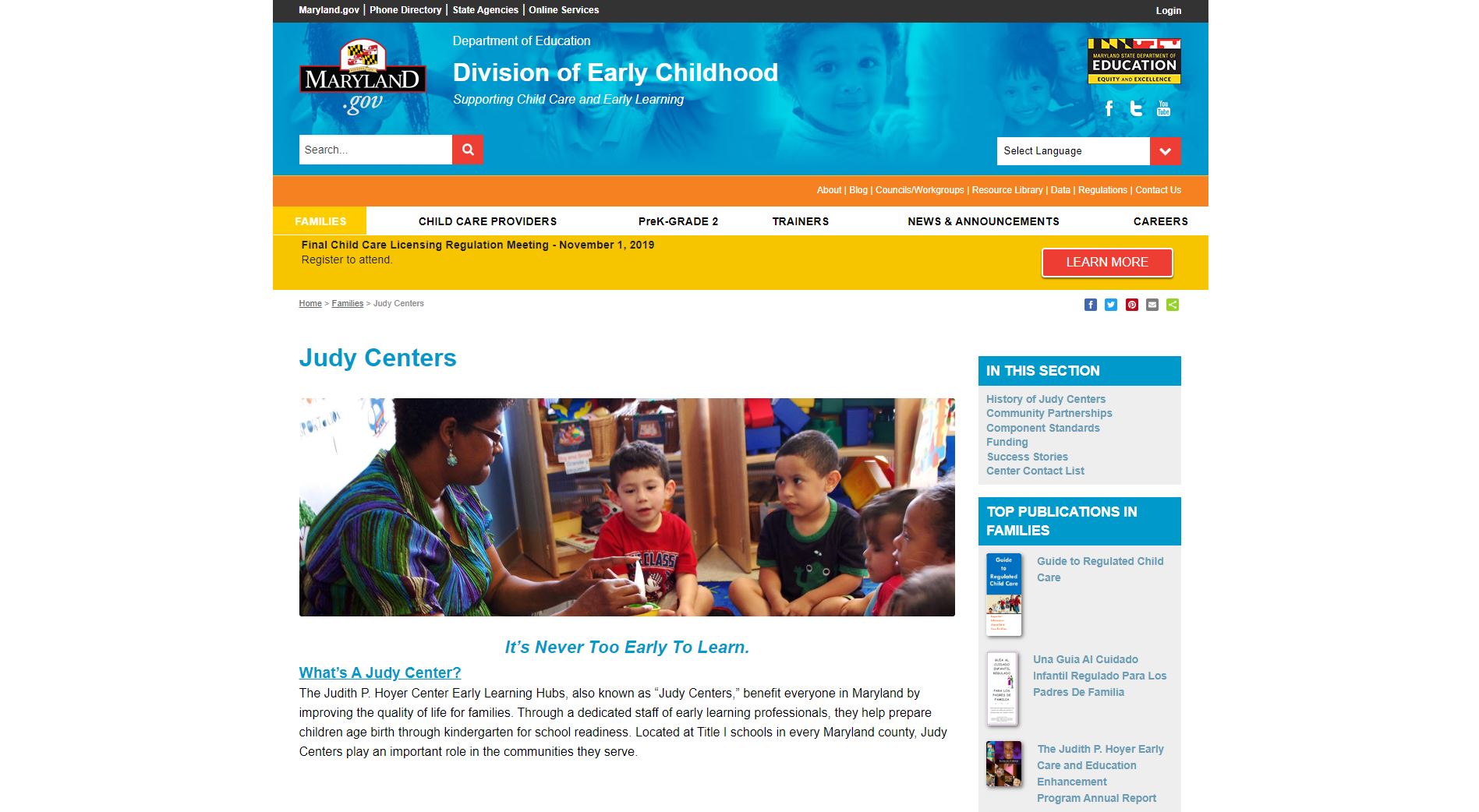 Judy Centers Website