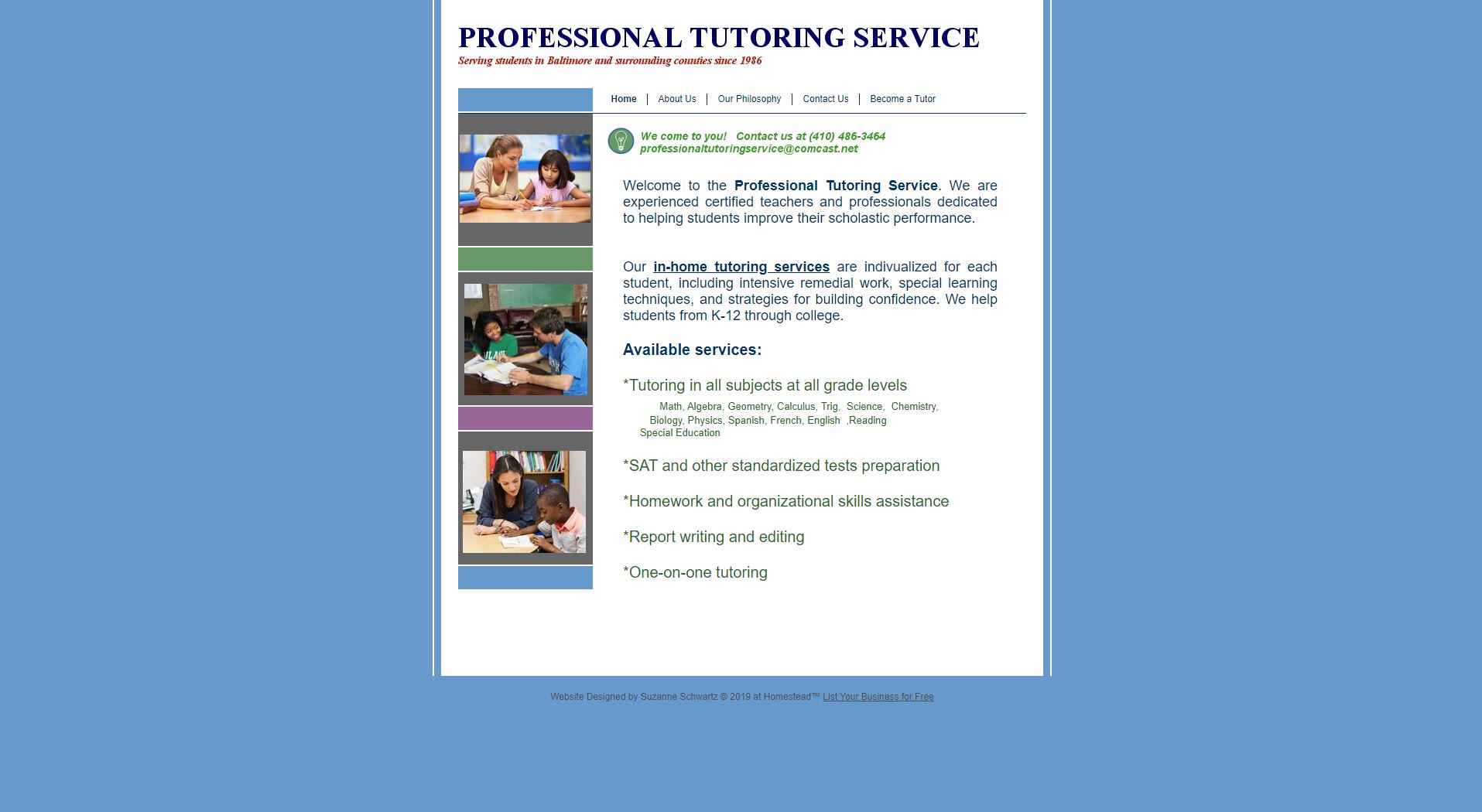 Professional Tutoring Service Website