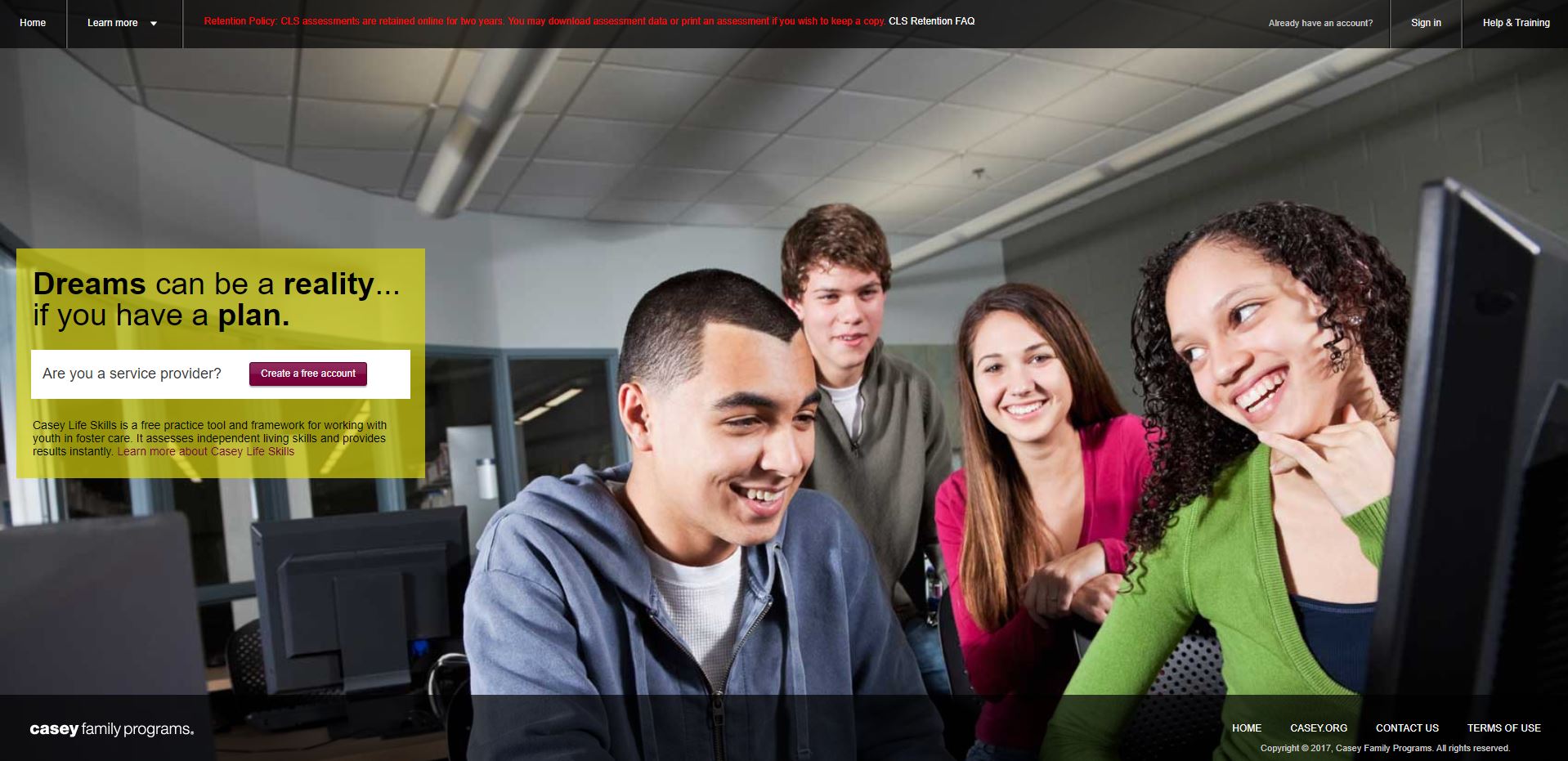 Ansel Casey Life Skills Assessment Website