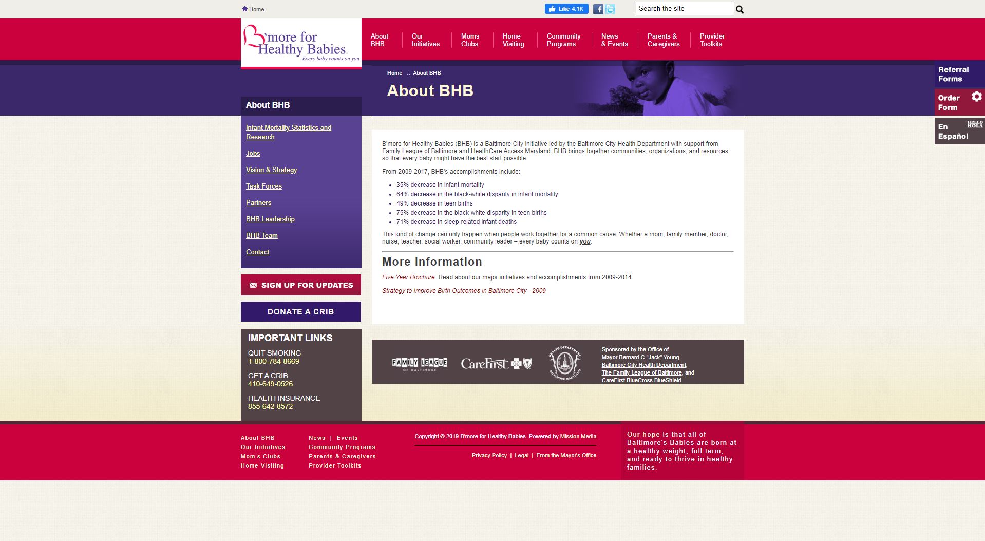 B-More for Healthy Babies Website
