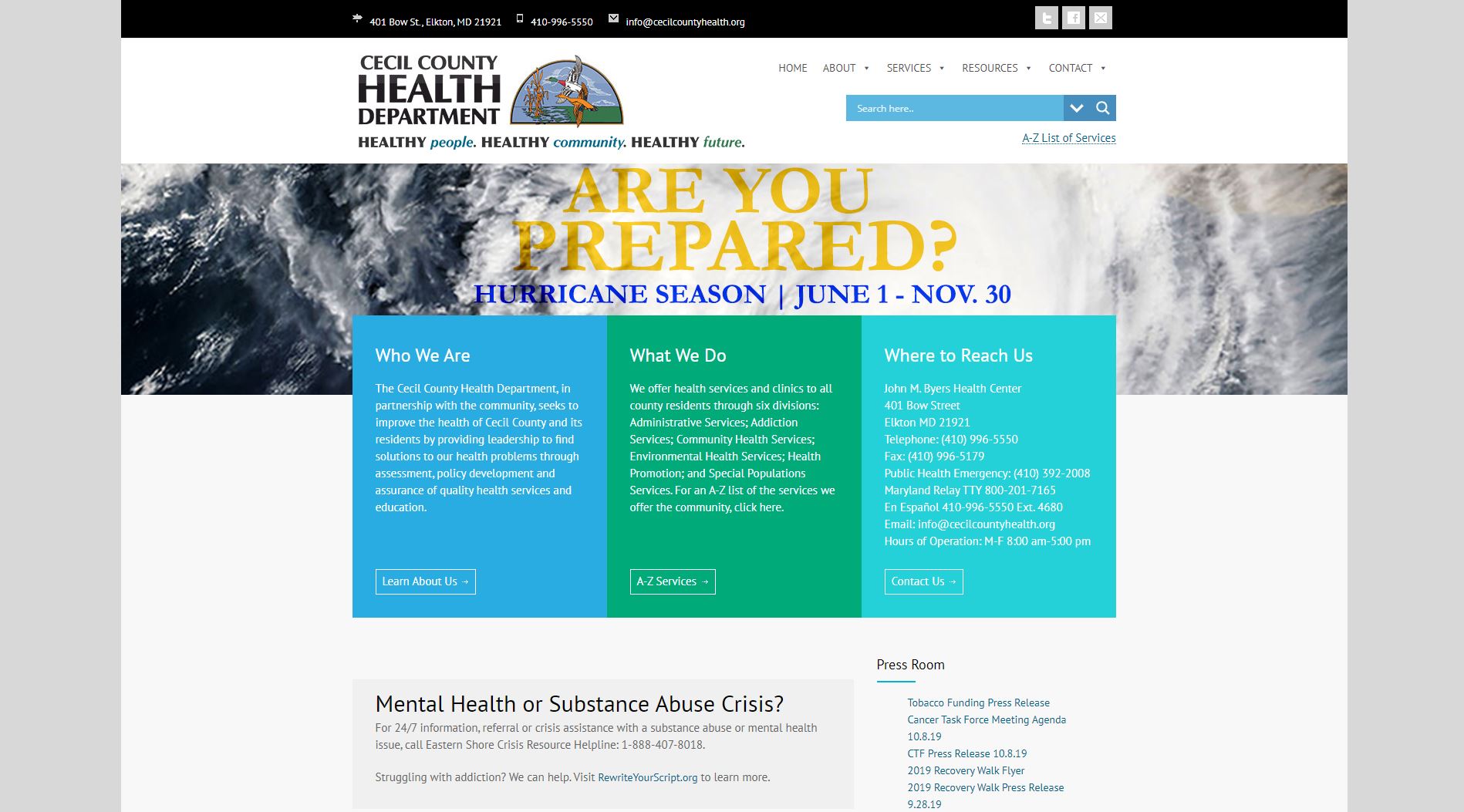 Cecil County Health Department Website