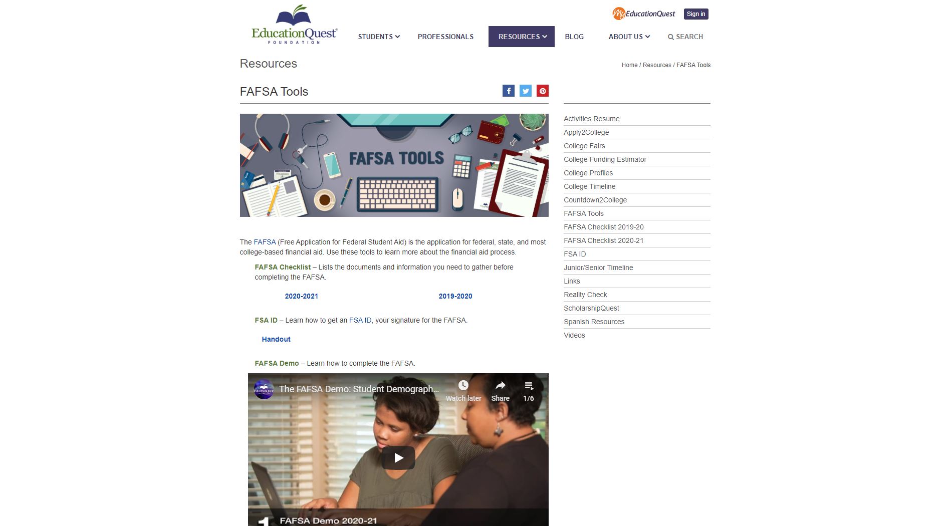 FAFSA Assistance Website