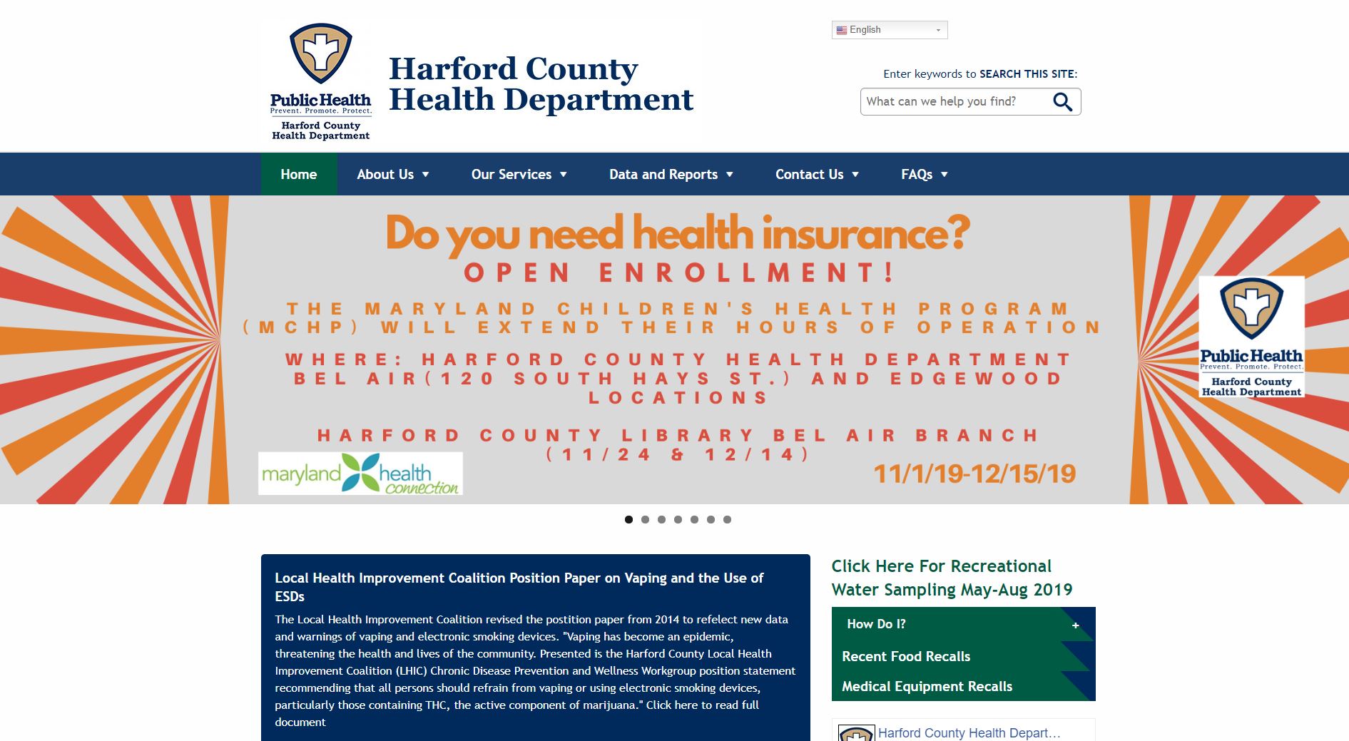 Harford County Health Department Website
