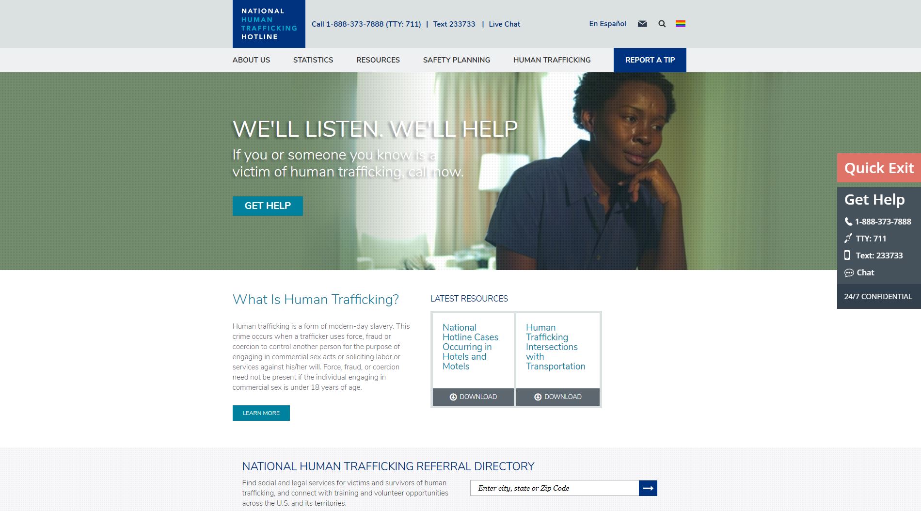 Human Trafficking Hotline Website