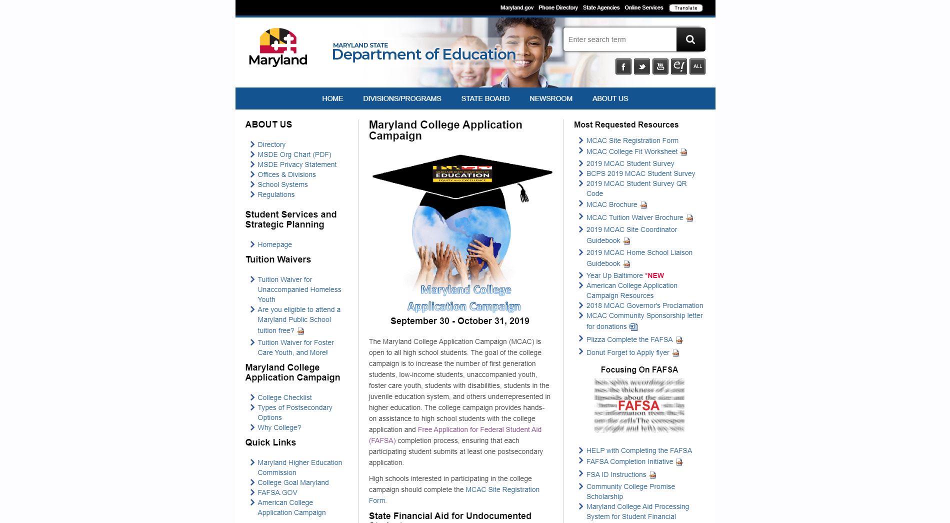 MD College Application Campaign Website
