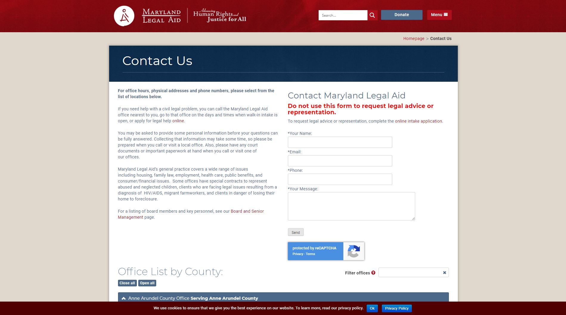 MD Legal Aid Bureau Website