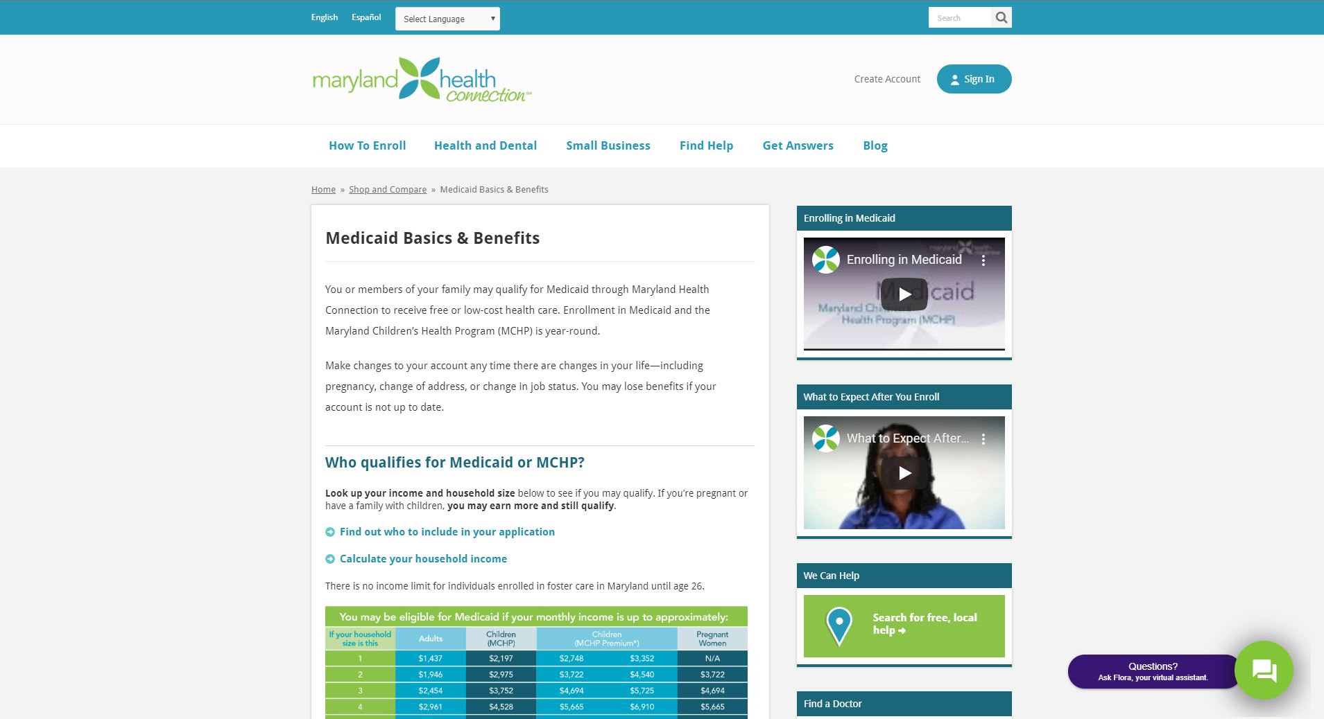 Maryland Health Connections Website