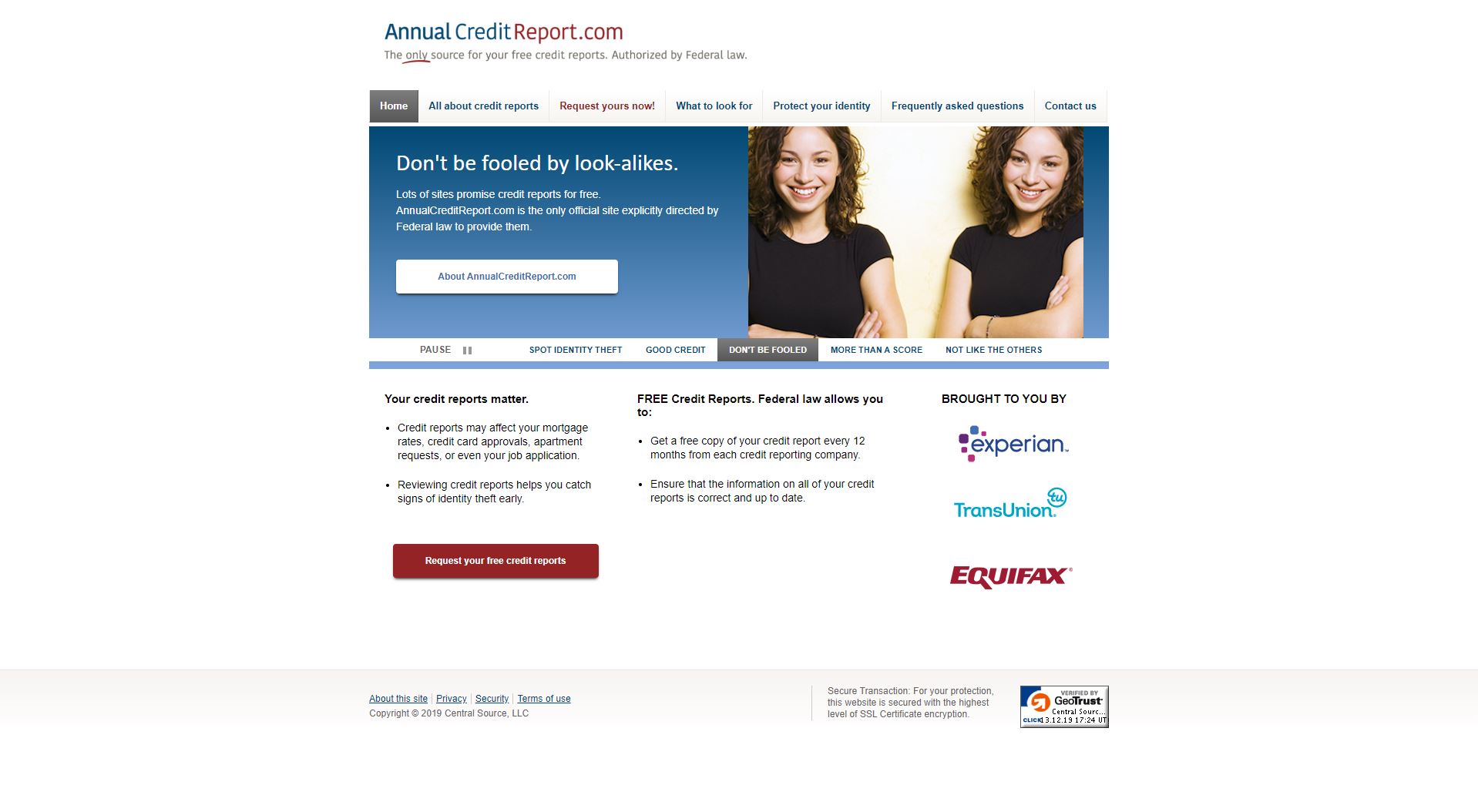 Annual Credit Report Website