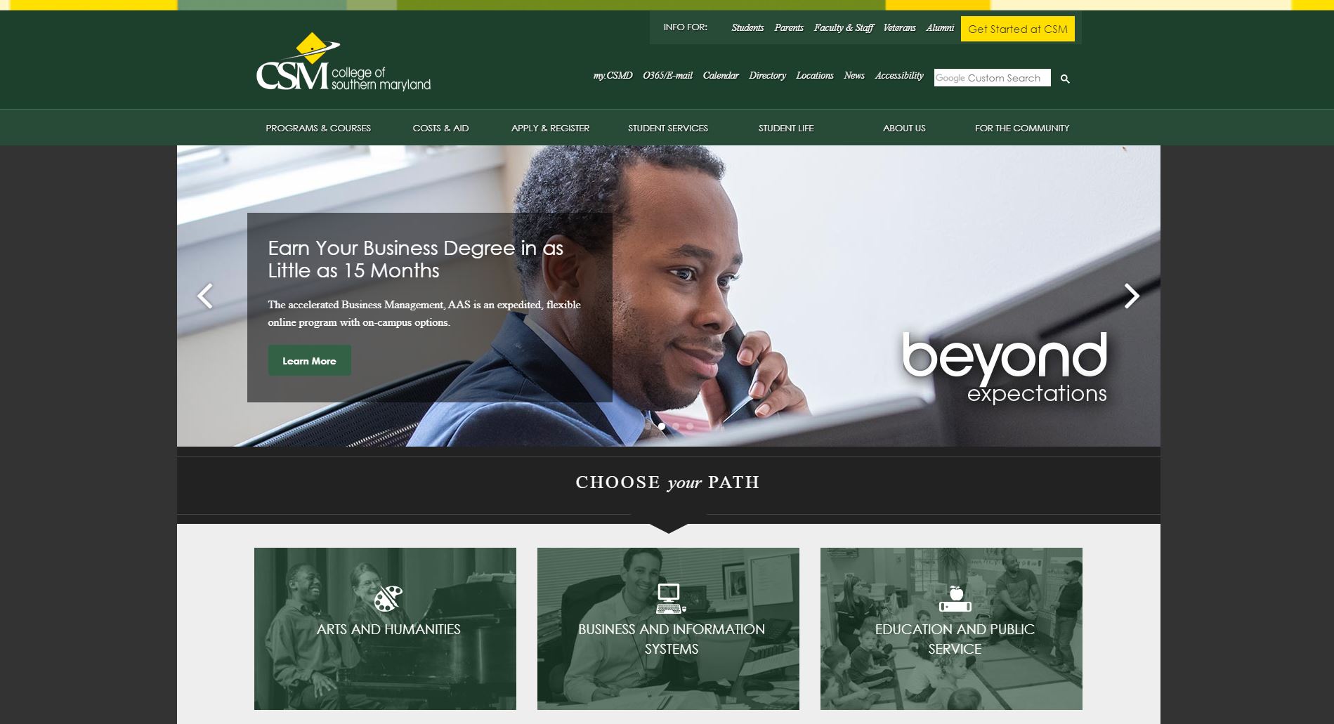 College of Southern Maryland Website