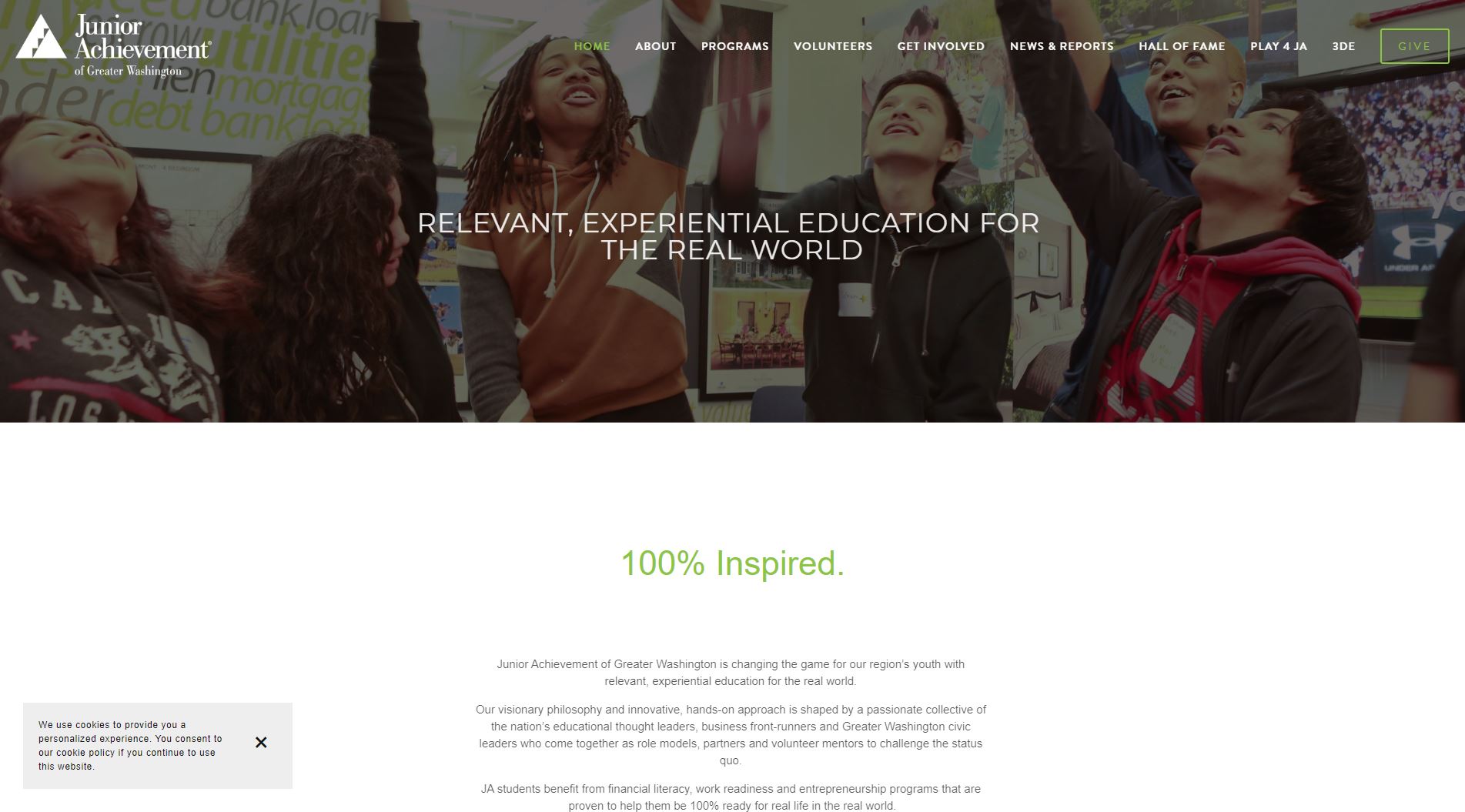 Junior Achievement of Greater Washington Website