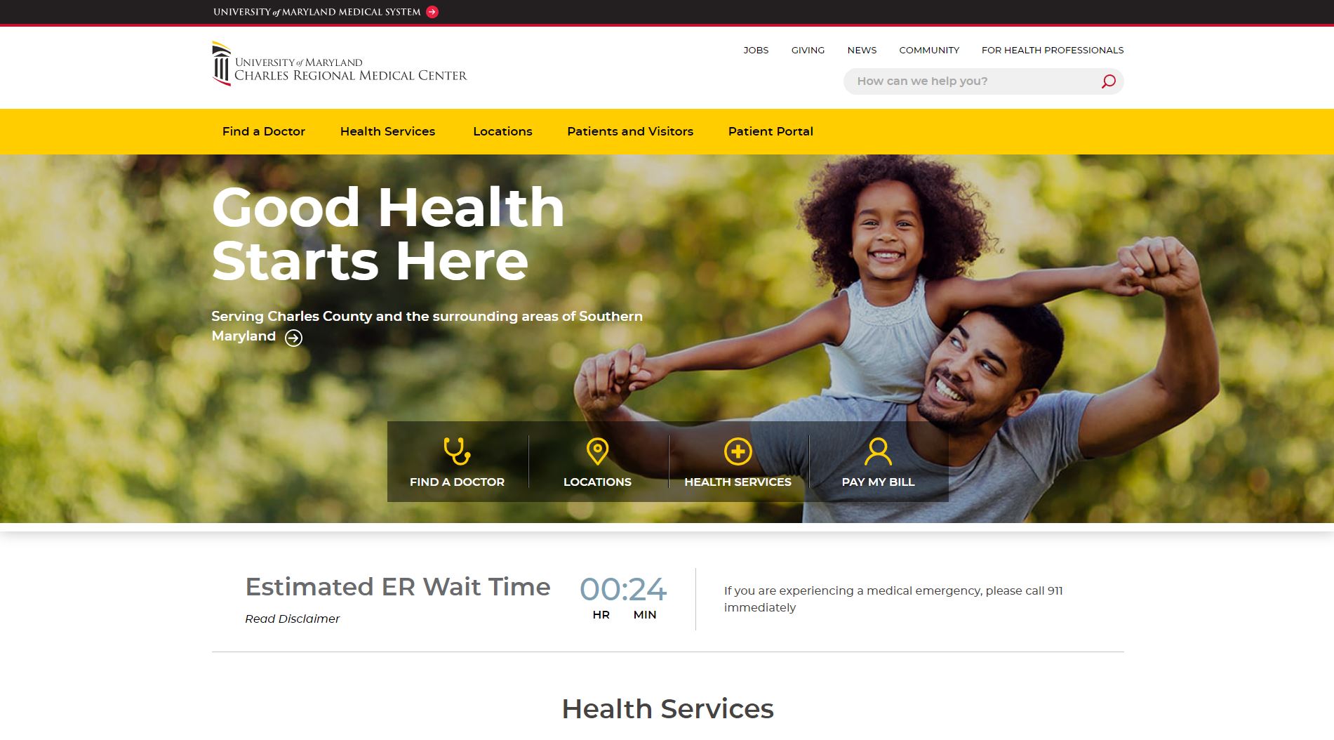 University of MD Charles Regional Medical Center Website