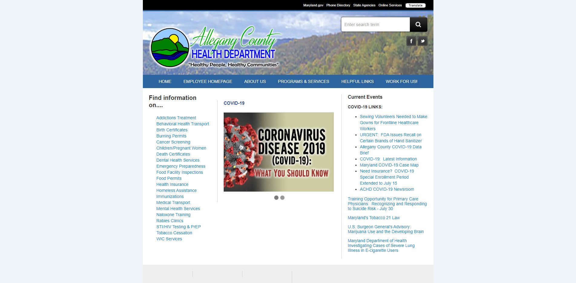 Allegany County Health Department Website