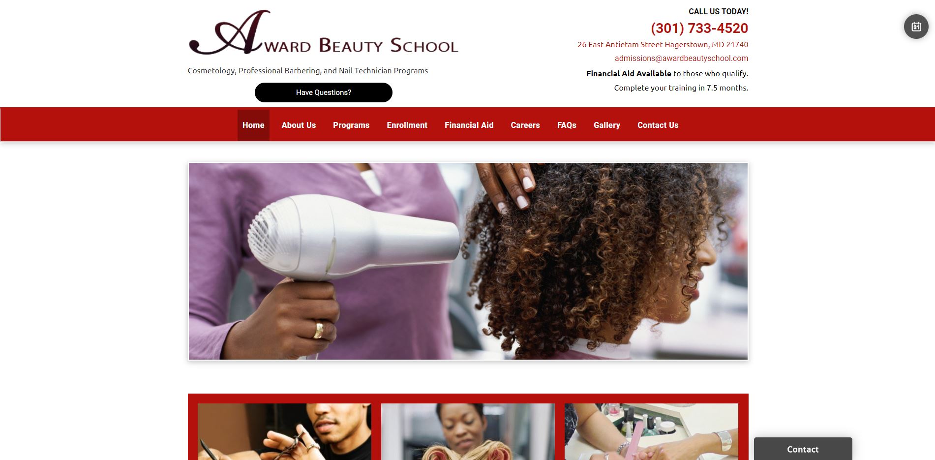 Award Beauty School Website