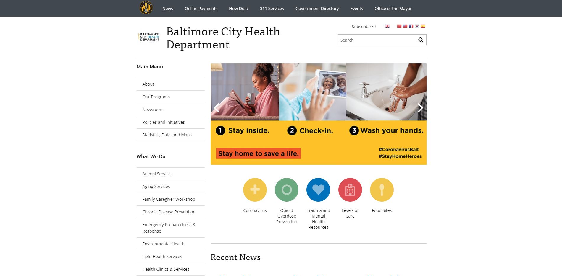 Baltimore City Health Department Website