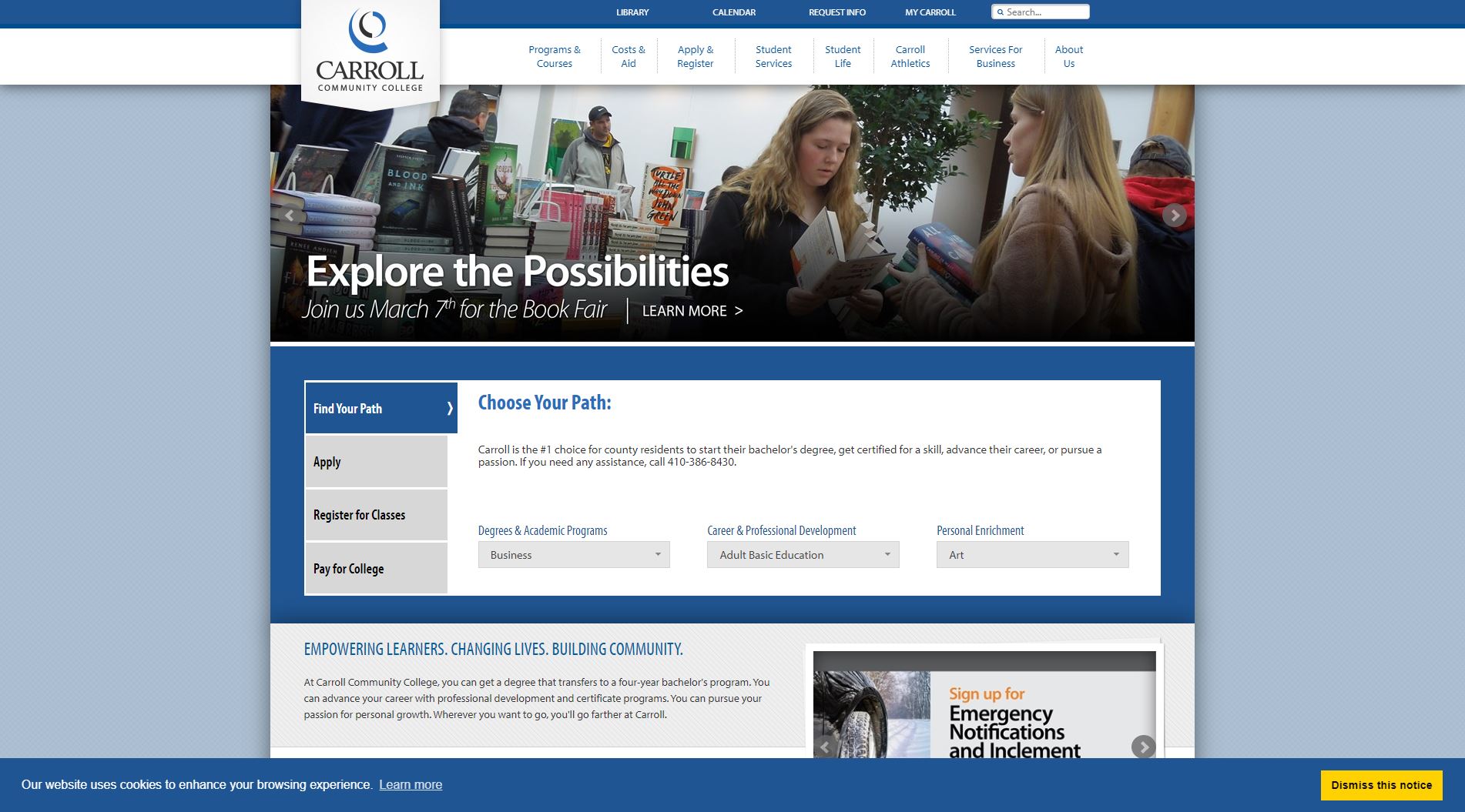 Carroll Community College Website