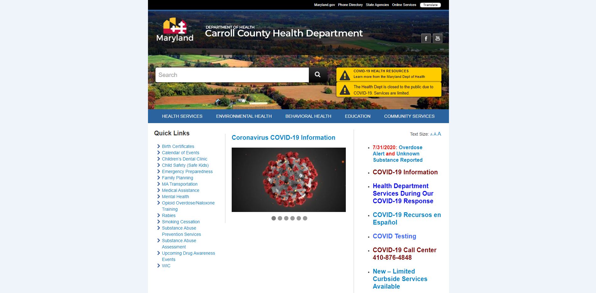 Carroll County Health Department Website