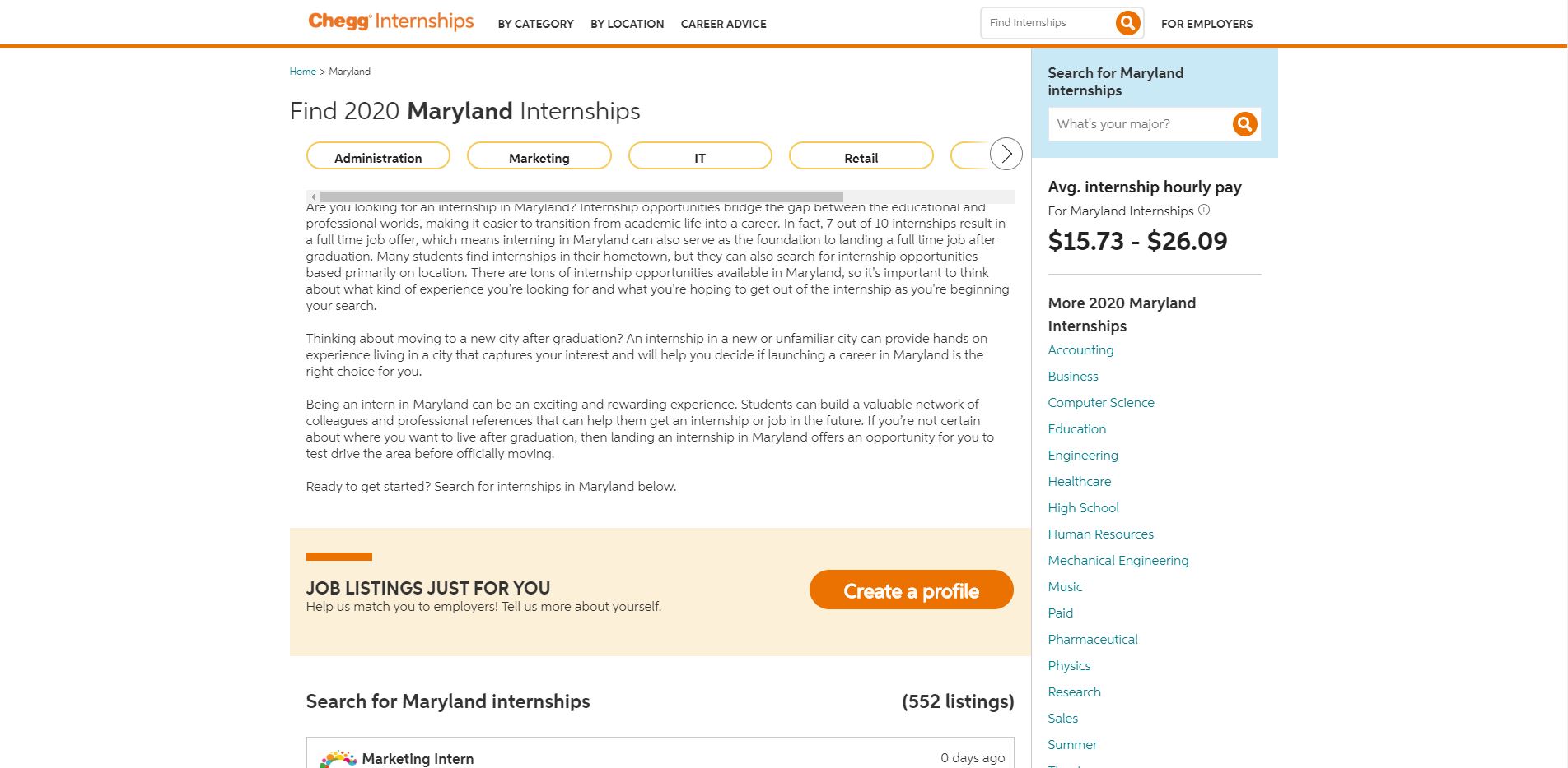 Chegg Internships Website