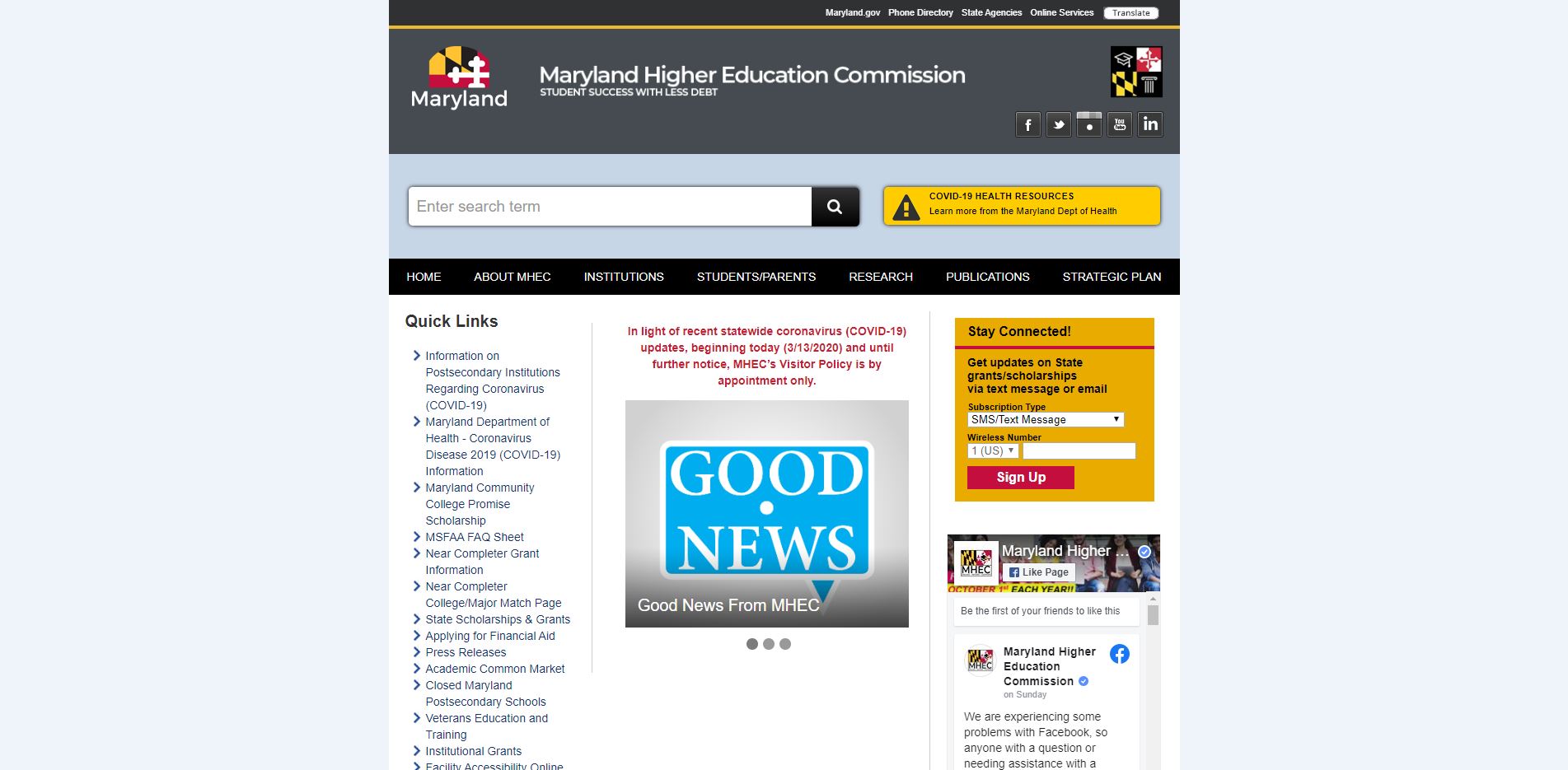 Maryland Higher Education Commission Website
