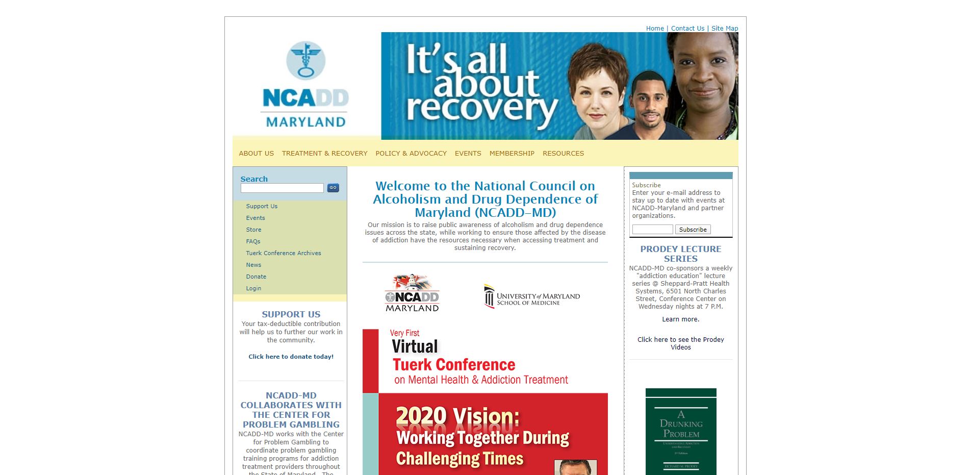 National Council on Alcoholism and Drug Dependence of Maryland Website