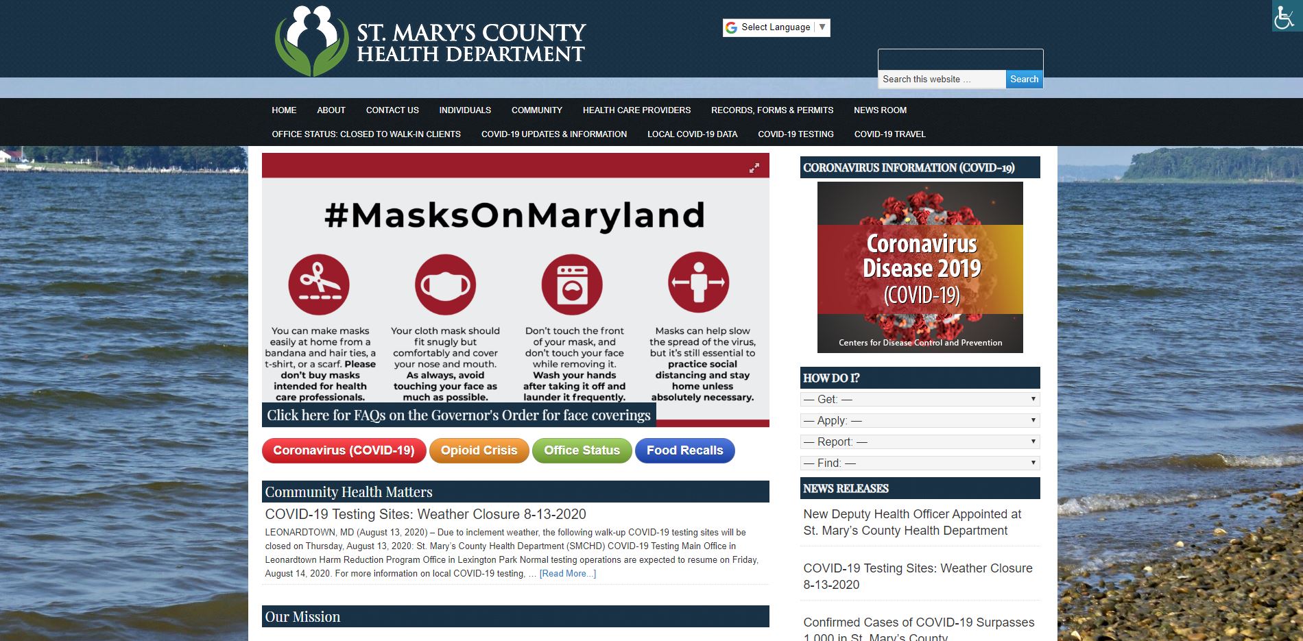 St. Marys County Health Department Website