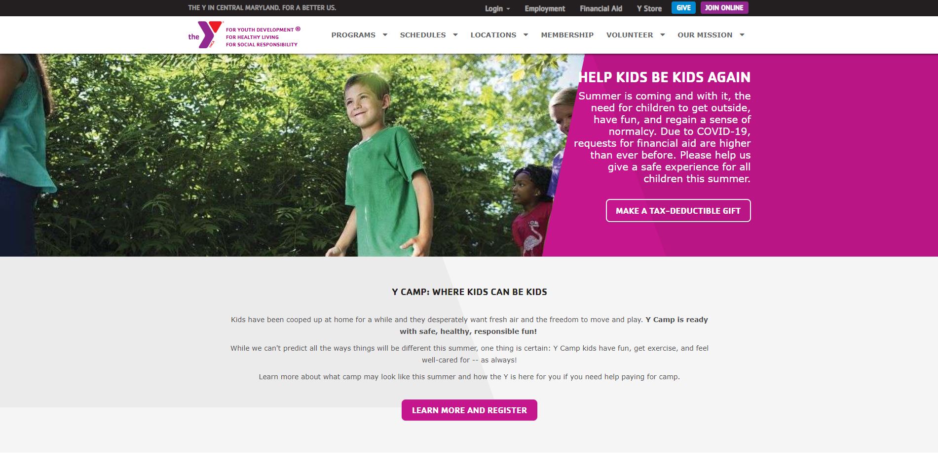 The Y in Central Maryland Website