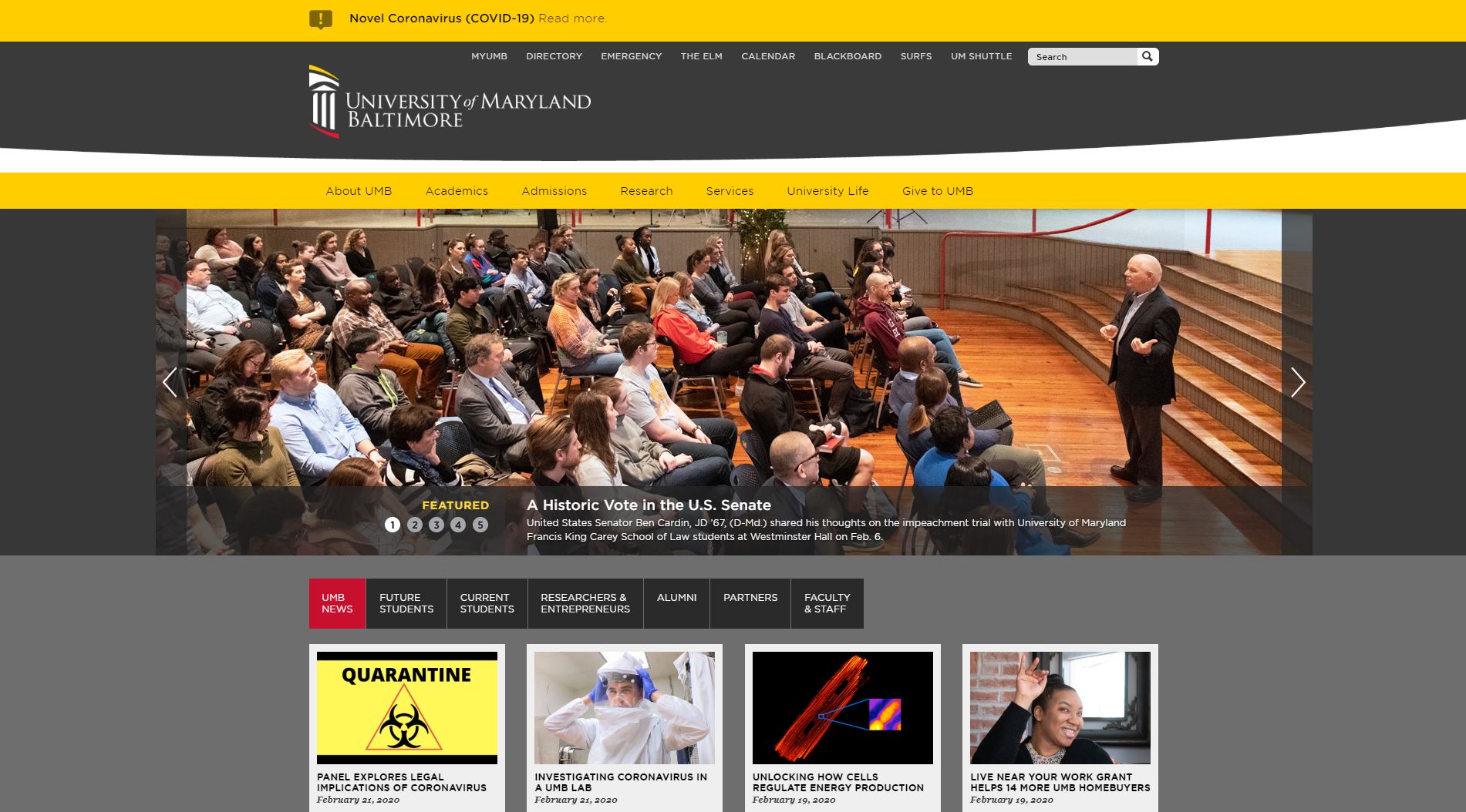 University of Maryland, Baltimore Website